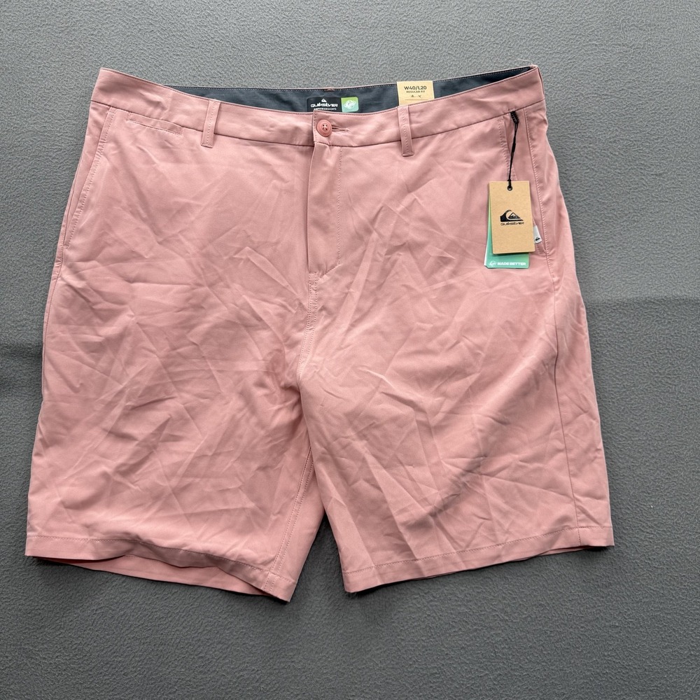 Quiksilver‎ Shorts Mens 40 Pink Amphibian Chino Stretch 9 Inseam Casual Beach